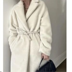 Anine Bing Sasha Cream Belted Women's Coat
